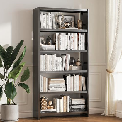 VASAAOSD Metal Book Shelf, 69.3" Tall Black Bookshelves, 5 Tier Open Bookshelf, Toolless Assembly Black Shelves for Home Office, Living Room, Study - color: Black, size: 3 Tier