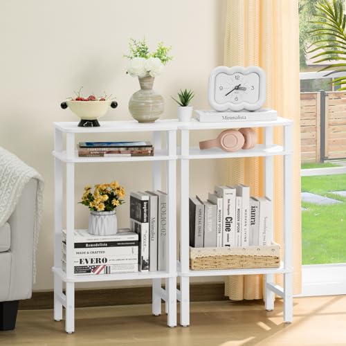 YUFAM Side Table End Table Tall Night Stand 3-Tier 2 Pack for Living Room Bedroom Bathroom Office Furniture White - color: White, size: 3 Tier