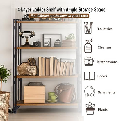 47" 5-Tier Bookshelf Rustic Wood and Metal Industrial Bookshelf for Home Office, Bedroom, Kitchen, Bathroom (Rustic Brown, 5-Tier) - color: Rustic Brown, size: 5-Tier