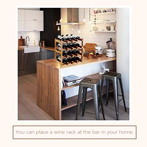 Bamboo Wine Rack, Sturdy and Durable Countertop Wine Storage Cabinet Shelf for Pantry - 4 Tiers 16 Bottle Wine Rack - color: 4 Tier Natural