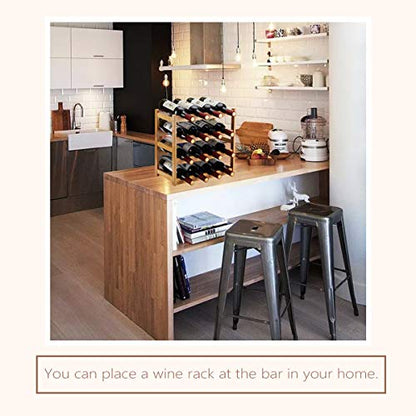 Bamboo Wine Rack, Sturdy and Durable Countertop Wine Storage Cabinet Shelf for Pantry - 4 Tiers 16 Bottle Wine Rack - color: 4 Tier Natural
