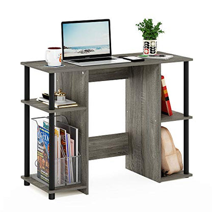 Furinno Jaya Computer Study Desk With Open Storage, French Oak Grey/Black - color: French Oak/Black