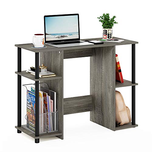 Furinno Jaya Computer Study Desk With Open Storage, French Oak Grey/Black - color: French Oak/Black