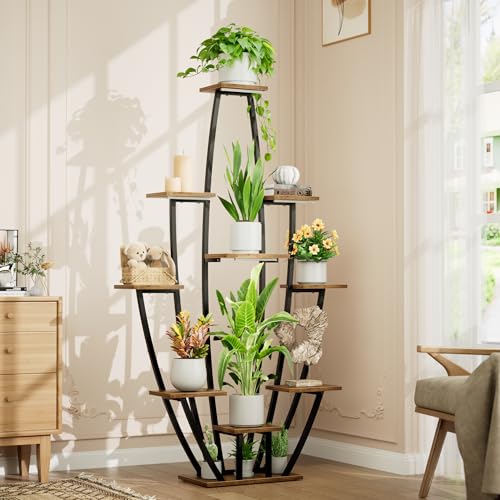Plant Stand Indoor with Grow Lights - 10 Tiered Tall Plant Shelf Indoor | 59" Large Flower Holder, Corner Plant Rack, Metal Flower Stand with Lights, for Living Room Patio Garden Balcony Home