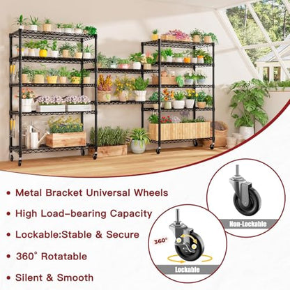 PrimeZone 6 Tier Wire Shelving with Wheels 79''H 1500lbs Storage Shelves NSF Certified Heavy Duty Steel Metal Shelf Adjustable Rolling Rack Kitchen Garage Closet Pantry Laundry 79''HX36''WX16''D 2Pcs - size: 36" W x 16" D x 79" H
