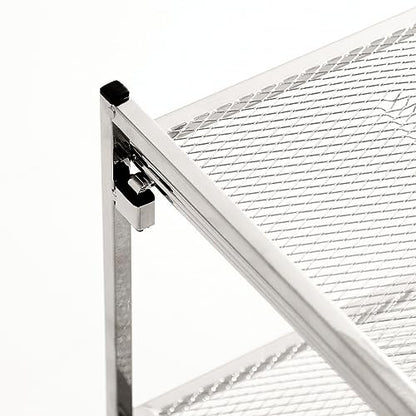 Seville Classics 2-Tier Iron Mesh Utility Shoe Rack, Chrome - color: Silver Mesh, size: 2-Tier
