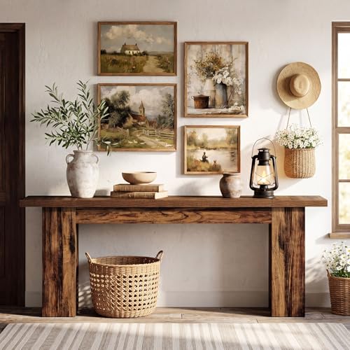 Tribesigns 86.6 Inch Extra Long Console Table, Rustic Narrow Farmhouse Sofa Table Behind Couch, Wooden Entryway Table for Living Room Hallway Foyer Entrance