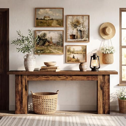 Tribesigns 86.6 Inch Extra Long Console Table, Rustic Narrow Farmhouse Sofa Table Behind Couch, Wooden Entryway Table for Living Room Hallway Foyer Entrance