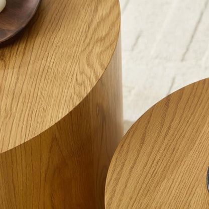 Nesting Coffee Table Set of 2, Modern Round Coffee Table, Accent Side Tables for Small Spaces Living Room Office,Wood - color: Wood