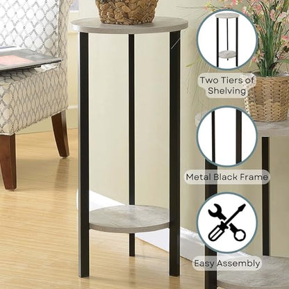 "Convenience Concepts Graystone 31"" Plant Stand, Faux Birch / Black" (111253) - color: Faux Birch/Black