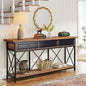 Tribesigns 70.8" Console Table with 3 Drawers, Farmhouse Entryway Table with Storage Shelf, Narrow Long Sofa Foyer Table for Entryway, Hallway (Brown/Black) - color: Brown/Black