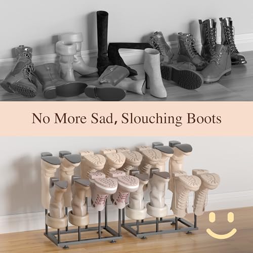 Boot Storage Organizer, Metal Free Standing Boot Rack for Closet | Sturdy Shoe Shelf, Narrow Space-Saving Design, Quick Setup, Boot Holder for Entryway, Garage, Bedroom, Outdoor, Fits 8 Pairs - size: Standard Height (8 Pairs)