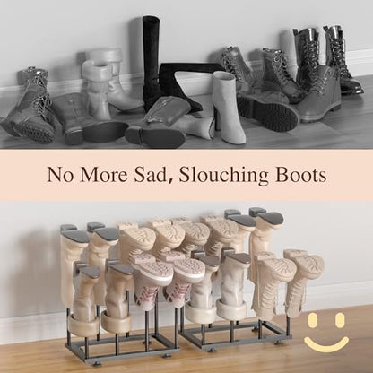 Boot Storage Organizer, Metal Free Standing Boot Rack for Closet | Sturdy Shoe Shelf, Narrow Space-Saving Design, Quick Setup, Boot Holder for Entryway, Garage, Bedroom, Outdoor, Fits 8 Pairs - size: Standard Height (8 Pairs)