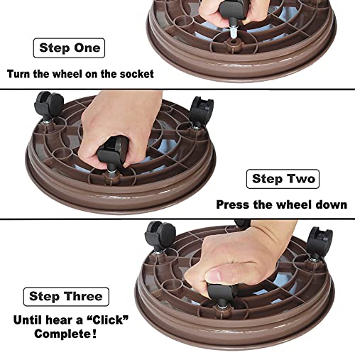 Plant Caddy with Wheels, Rolling Plant Dolly with Casters, Brown | Movable Plant Stand, Flower Pot Dolly Holder, Planter Pot Mover, Indoor Outdoor Use, 2 Wheels with Lock, Fit Most Pots - color: Brown