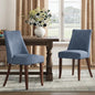 COLAMY Upholstered Dining Chairs Set of 2, Mid Century Modern Kitchen Chairs with Back, Farmhouse Fabric Side Dining Room Chairs with Wood Legs for Dining Room Restaurant, Blue - color: Blue, size: Set of 2