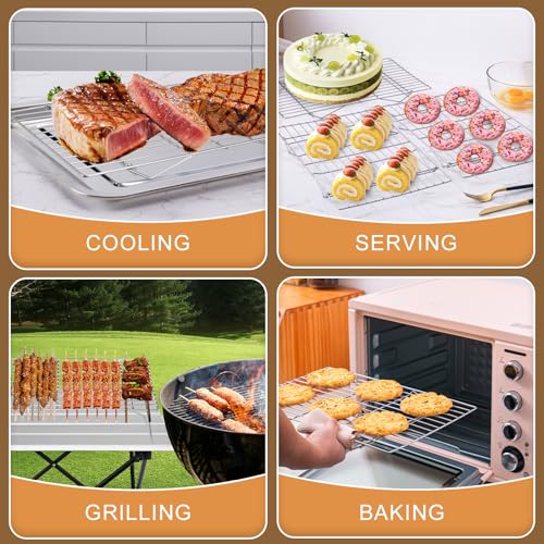 Cooling Rack for Baking 3 Tiers, 16" x 10" Cookie Cooling Wire Rack Stackable Collapsible Nonstick, Stainless Steel Baking Cooking Cooling Racks with Optimum Air Flow, Silver - color: Silver, size: 16"x10"-3Tier