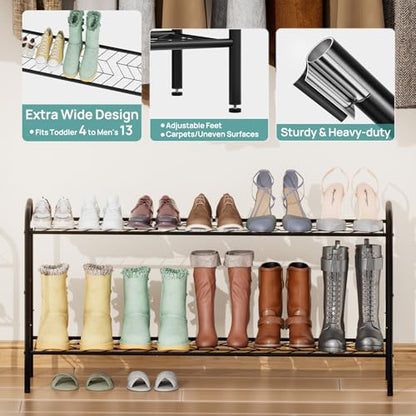 viewcare Long Shoe Rack for Closet, 3-Tier Extra Long Shoe Rack for Entryway & Garage, Sturdy Metal Construction, Shoe Organizer Holds 15-18 Pairs - size: 3-Tier(Extra Long)