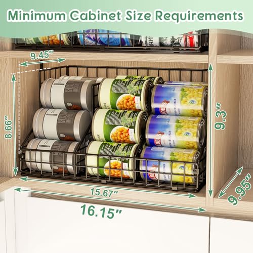 4 Pack Stackable Can Rack Organizer for Pantry Storage,Can Dispensers with 4 Adjustable Dividers, 2-Tier Metal Wire Basket Holds up to 84 Cans for Kitchen Cabinet Pantry, Black - size: L-(4 pack)