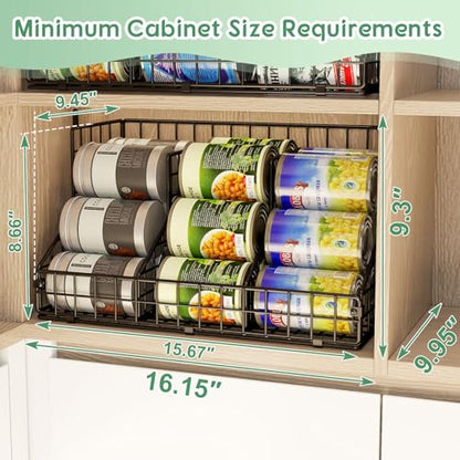 4 Pack Stackable Can Rack Organizer for Pantry Storage,Can Dispensers with 4 Adjustable Dividers, 2-Tier Metal Wire Basket Holds up to 84 Cans for Kitchen Cabinet Pantry, Black - size: L-(4 pack)