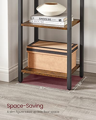 VASAGLE 6-Tier Bookshelf, Bookcase with Steel Frame, Book Shelf for Living Room, Home Office, Study, 11.8 x 15.7 x 73.2 Inches, Industrial Style, Rustic Brown and Ink Black ULLS101B01 - color: Rustic Brown + Ink Black, size: 6 Tiers (11.8"D x 15.7"W x 73.
