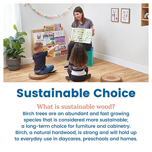 ECR4Kids Streamline Double-Sided Book Display, Classroom Bookshelf, Natural | Independent book browsing, 5 deep shelves, 4 rear shelves for extra storage, durable birch, GREENGUARD Gold Certified - color: Natural