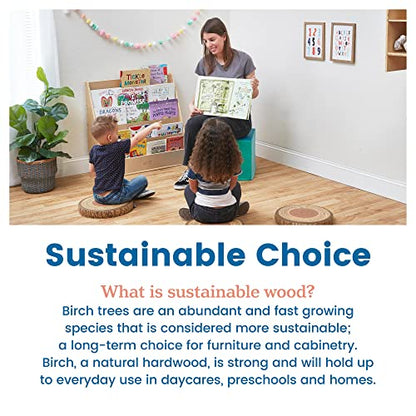 ECR4Kids Streamline Double-Sided Book Display, Classroom Bookshelf, Natural | Independent book browsing, 5 deep shelves, 4 rear shelves for extra storage, durable birch, GREENGUARD Gold Certified - color: Natural