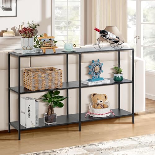 HDANI 47.2 Inch Metal Console Table with 3 Tier Strage Shelves,Narrow Entryway Table,Modern Sofa Tables for Entryway, Living Room,Bedroom,Black - color: Black, size: 47.24×11.81×31.5in
