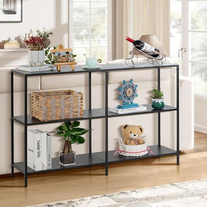 HDANI 47.2 Inch Metal Console Table with 3 Tier Strage Shelves,Narrow Entryway Table,Modern Sofa Tables for Entryway, Living Room,Bedroom,Black - color: Black, size: 47.24×11.81×31.5in