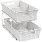 Simple Houseware 2 Tier Bathroom Organizer Tray Pull-Out Sliding Drawer, Under Sink Storage, White - color: White
