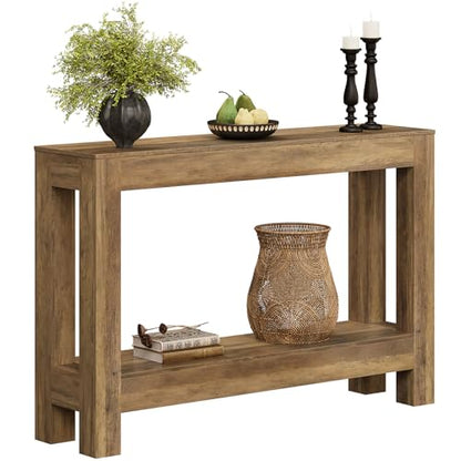 Tohomeor Farmhouse Console Table, 2-Tier Wood Sofa Table Behind Couch Narrow Entryway Accent Table for Entrance, Hallway, Living Room, Foyer