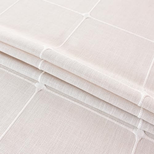 Plaid Farmhouse Tablecloth Checkered Cotton Linen Heavy Weight Table Covers Square 70x70 Inch - color: Off-white, size: 70" x 70" (Square)