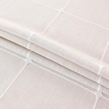 Plaid Farmhouse Tablecloth Checkered Cotton Linen Heavy Weight Table Covers Square 70x70 Inch - color: Off-white, size: 70" x 70" (Square)