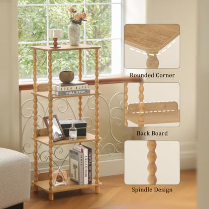 Fultyle Bookshelf, 4-Tier Wooden Bookcase with Open Shelves, Modern Book Shelf for Small Spaces, Bedroom, Living Room and Office with Solid Wood Legs (Rustic Walnut) - color: Rustic Walnut
