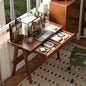 100% Solid Rubber Wood Desk Home Office Desk Mid Century Modern Writing Computer Desk with Drawer for Home Office 39" - color: Teak-rubberwood, size: 39.37"W