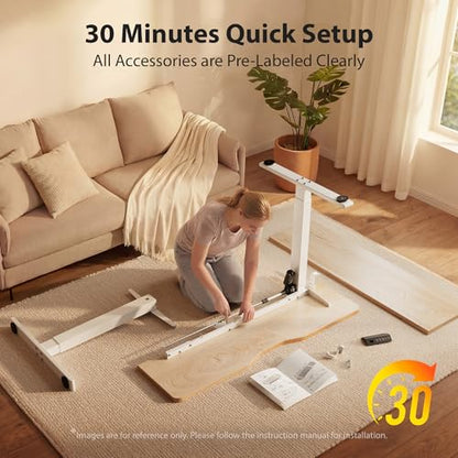 Cubiker Standing Desk, 40x24 Inches Sit Stand Home Office Desk, Electric Stand up Desk, Adjustable Desk with Splice Board, White Frame/Maple Top - color: Maple, size: 40x24