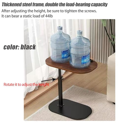 Pedestal Adjustable C Shaped End Tables for Small Spaces Side Table，Desktop can Turn 360° and The Height of The Sofa Side Table can be Adjusted - color: White-height-adjustable Table-1pcs