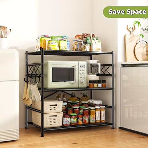 Durayloly 3Tier Storage Shelves Metal Shelving Unit Organizer,Adjustable Wire Shelving Rack Pantry Kitchen with Hooks,Shelves for Laundry,Office and Bathroom closet shelves 23.6" W x 13.8" D x 30.9" H - size: 23.6" W x 13.8" D x 30.9" H (3T)