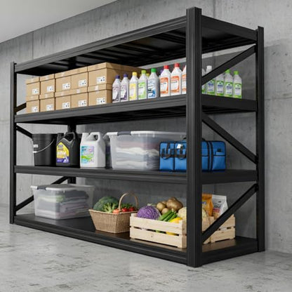 4-Tier 71 "W × 24 "D × 71" H Garage Shelving 8000LBS Storage Shelves Heavy Duty Metal Shelf Unit Adjustable Basement Industrial Storage Racks (71 * 24 * 71) - size: 4T 71" W × 24" D × 71" H