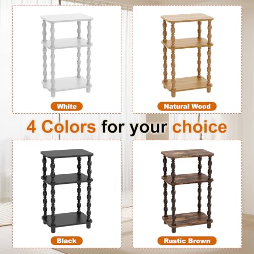 Small Side Table, 3-Tier End Table, Natural Wood | Farmhouse Style, Modern Accent, Narrow Design for Small Spaces, Bedroom & Living Room - color: Natual Wood, size: Standard