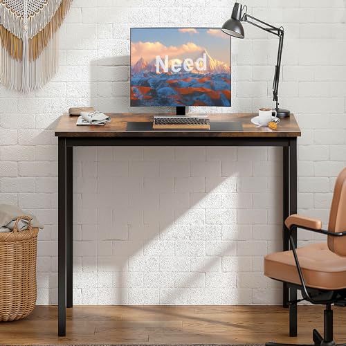 Need Small Computer Desk 31.5Inch Small Sturdy Writing Desk Retro | Black Frame Home Office Desk Gaming Writing Work from Home Study Desk, Sturdy Metal Frame, Modern Simple