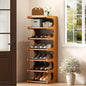 7-Tier Vertical Shoe Rack, Bamboo Free Standing Shoe Rack Shelf, Shoe Storage Stand, Entryway Shoe Tower, Vertical Shoe Organizer for Narrow Closet, Entryway, Hallway - color: Brown