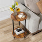 Small Round Side Table, Brown Round End Table, 2-Tier Modern Accent/Bedside Table for Living Room - color: Brown-2, size: 1PC