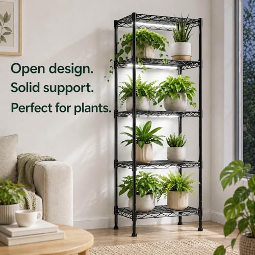 GRANNY SAYS 5-Tier Narrow Storage Shelves for Small Spaces – 15.8" W Metal Shelving Unit, Adjustable Wire Shelf, Freestanding Storage Rack for Bathroom, Laundry, Kitchen Pantry, Garage, Black - size: 15.8"W x 53"H x 11.8"D
