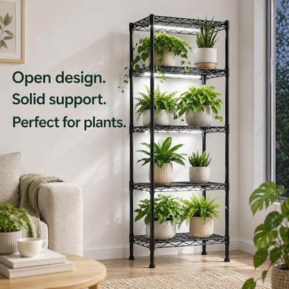 GRANNY SAYS 5-Tier Narrow Storage Shelves for Small Spaces – 15.8" W Metal Shelving Unit, Adjustable Wire Shelf, Freestanding Storage Rack for Bathroom, Laundry, Kitchen Pantry, Garage, Black - size: 15.8"W x 53"H x 11.8"D