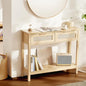 VEVOR Rattan Console Table with 2 Storage Drawers, Rattan Entryway Table with Natural Rattan Sliding Door, Console Sofa Table for Living Room, Study, Entryway Or TV Wall, Natural - size: 2 Drawers-Rectangular