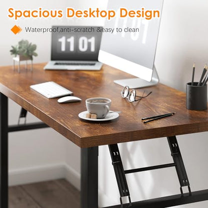 Need 47 inches Computer Desk Office Desk Folding Table with BIFMA Certification Computer Table Workstation, Rustic Brown AC5FB-120 - color: Rustic Brown, size: 47 inches