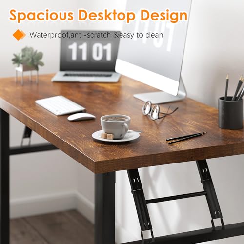Need 47 inches Computer Desk Office Desk Folding Table with BIFMA Certification Computer Table Workstation, Rustic Brown AC5FB-120 - color: Rustic Brown, size: 47 inches