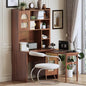 Bellemave Computer Desk with 90 Degree Rotating Desktop, 43x70 Inch Home Office Desk with Drawer and Storage Cabinets, Gaming Desk with Shelves, Writing Desk for Study (Walnut) - color: Walnut