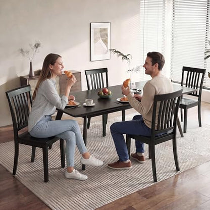 COLAMY Wooden Dining Chairs Set of 4, Farmhouse Dining Room Chairs, Windsor Spindle High Back Side Chairs, Armless Rubberwood Kitchen Table Chairs, Black - color: Black, size: Set of 4