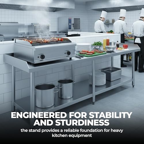 NSF Certified 18 Gauge Heavy Duty Stainless Steel Equipment Grill Stand with Undershelf for Kitchens, Utility Rooms, Caterers & Auto (72" x 24") - size: 72" x 24"